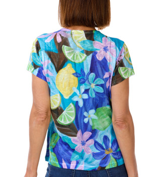 Thumbnail 3: Milano Women's Short Sleeve Embellished Floral Top 