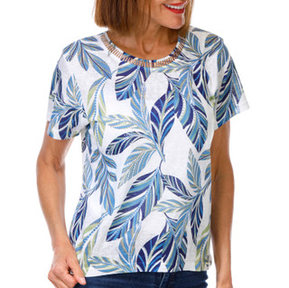 Thumbnail 1: Milano Women's Short Sleeve Embellished Palm Crew Neck Top 