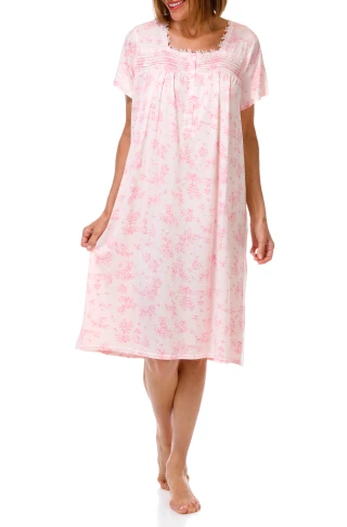 Thumbnail 1: Laura Ashley Women's Short Sleeve Floral Jersey Nightgown 
