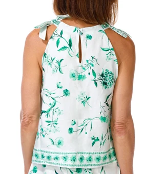 Thumbnail 2: Cece Petite Sleeveless Halter Tie Floral Top 