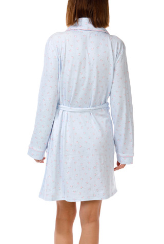 Thumbnail 3: Laura Ashley Women's Long Sleeve Blue Roses Shawl Bathrobe 