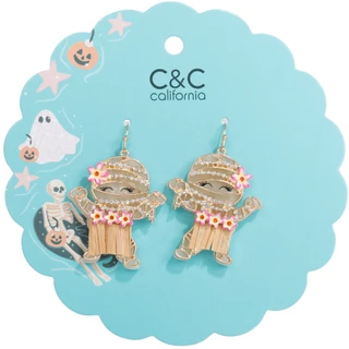 Thumbnail 1: C&C California Summerween Mummy Hula Girl Earrings 