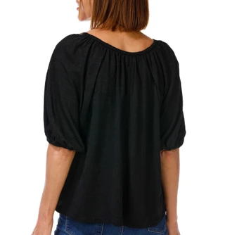 Thumbnail 3: MAX STUDIO Women's Short Sleeve Crochet Yoke Top 