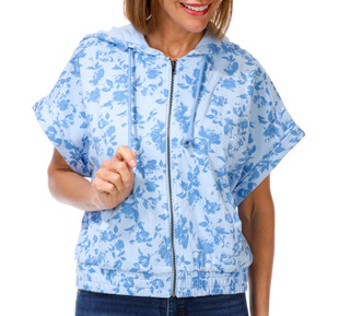 Thumbnail 1: FLAG & ANTHEM Women's Short Sleeve Full Zipper Floral Hoodie 