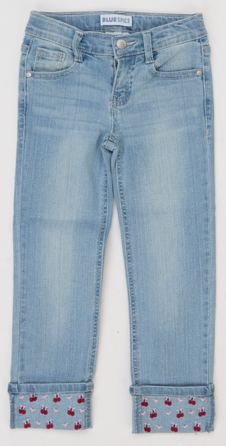 Thumbnail 1: Squeeze Little Girls Straight Leg Cherry Roll Cuff Jeans 