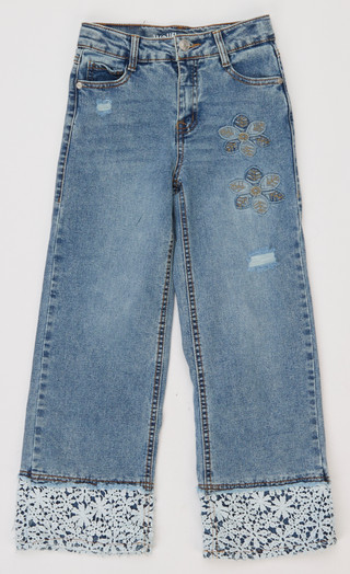 Thumbnail 1: Wallflower Girls Wide Leg Roll Cuff Jeans 