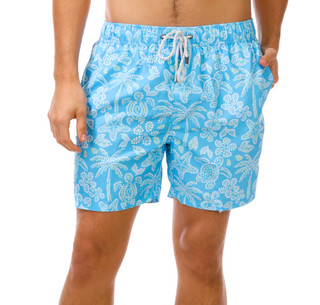Thumbnail 1: Endless Summer Men's Ocean Print Volley Shorts 
