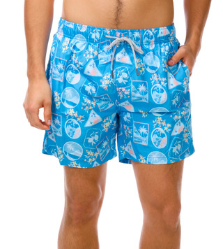 Thumbnail 1: Vintage Summer Men's Tropical Stamp Volley Shorts 