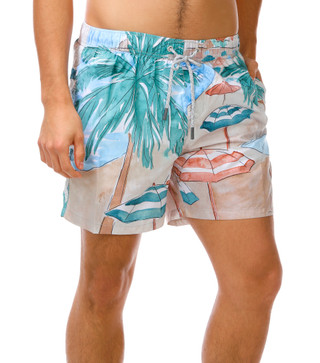Thumbnail 1: Vintage Summer Men's Umbrella Palm Volley Shorts 
