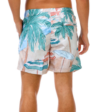 Thumbnail 2: Vintage Summer Men's Umbrella Palm Volley Shorts 