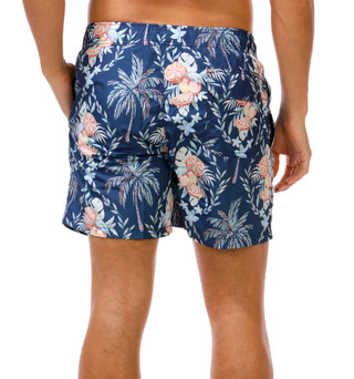 Thumbnail 2: Vintage Summer Men's Orange & Palm Volley Shorts 