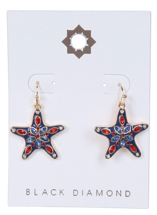 Thumbnail 1: Black Diamond Starfish Drop Earrings 
