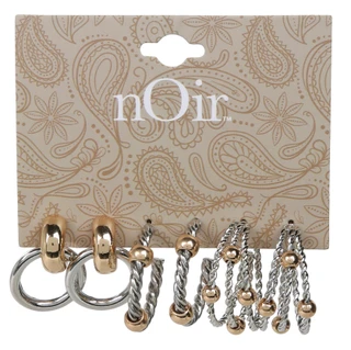 Thumbnail 1: Noir 3 Pk Two Tone Earrings 