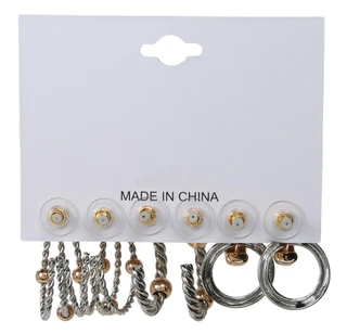 Thumbnail 2: Noir 3 Pk Two Tone Earrings 