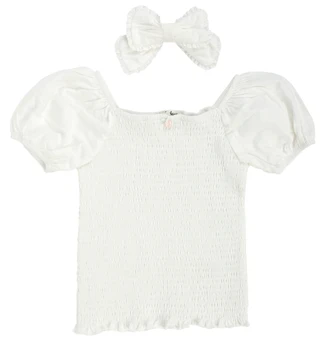 Thumbnail 1: Derek Heart Girl's Puff Sleeve Smock Top Set 