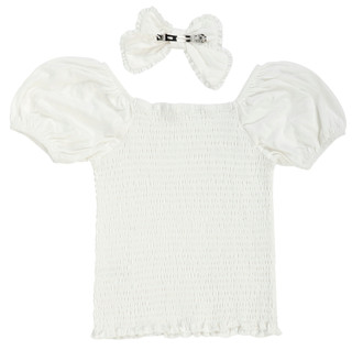 Thumbnail 2: Derek Heart Girl's Puff Sleeve Smock Top Set 