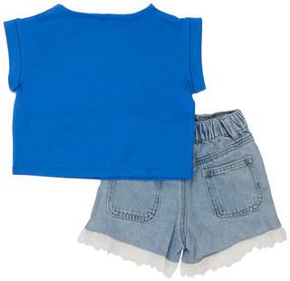 Thumbnail 2: Rare Editions Girl's 2 Pc Sequin Flag Lace Short Set 