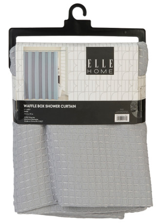 Thumbnail 2: ELLE HOME 70X72 Waffle Box Shower Curtain 