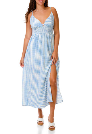Thumbnail 1: Realtree Juniors' Sleeveless Smocked Waist Stripe Maxi Dress 
