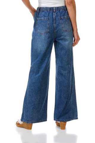 Thumbnail 2: GOGO JEANS Junior's Pull On Wide Leg Drawstring Jeans 