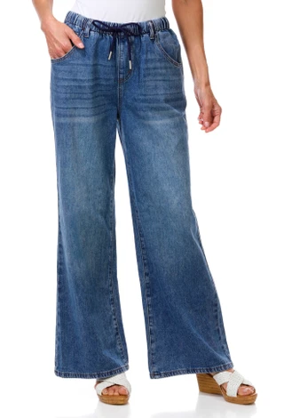 Thumbnail 1: GOGO JEANS Junior's Pull On Wide Leg Drawstring Jeans 