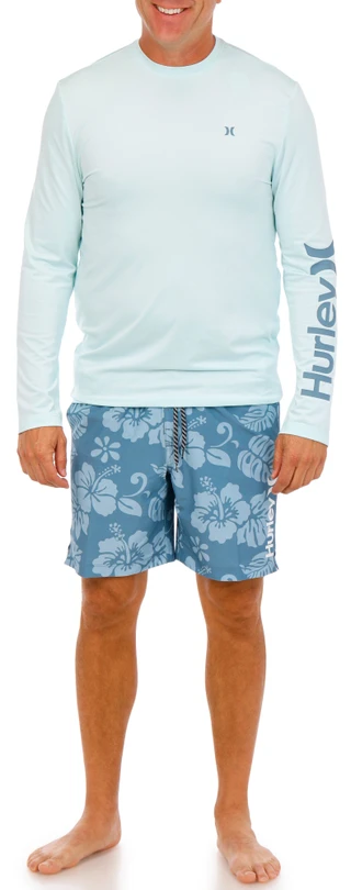 Thumbnail 4: Hurley Men's 2 Pc Long Sleeve Shirt & Swim Shorts Set 