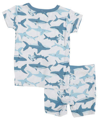 Thumbnail 2: MILKBERRY Baby Boy's 2 Pc Short Sleeve Shark Sleep Set 