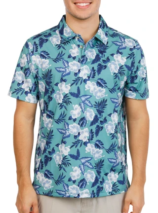 Thumbnail 1: Fair Harbor Men's Short Sleeve Tropical Midway Polo 