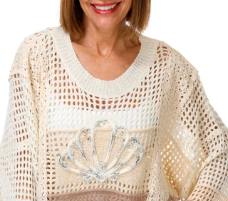 Thumbnail 2: POL Women's Long Sleeve Open Weave Shell Sweater 
