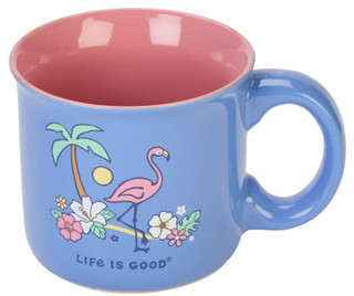 Thumbnail 1: Life is Good 17 oz Palm Tree Flamingo Mug 