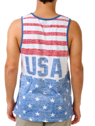 Thumbnail 3: BROOKLYN CLOTH Men's Sleeveless Crew Neck Americana Tank 