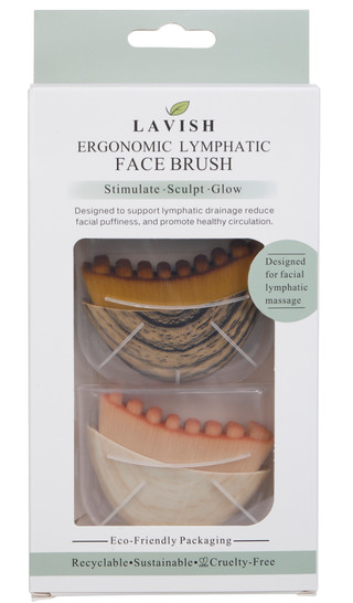 Thumbnail 1: Lavish 2 Pk Ergonomic Lymphatic Face Brushes 
