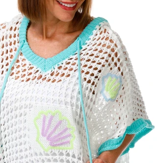 Thumbnail 2: POL Women's Short Sleeve Open Weave Shell Hoodie 