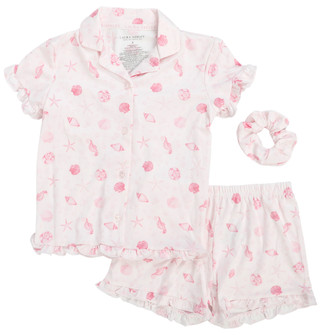 Thumbnail 1: Laura Ashley Girl's 3 Pc Short Sleeve Seashell Sleep Set 