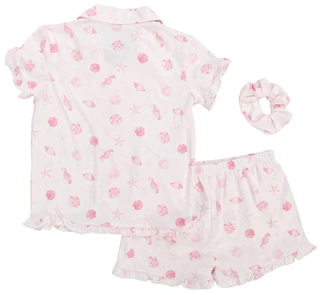 Thumbnail 2: Laura Ashley Girl's 3 Pc Short Sleeve Seashell Sleep Set 