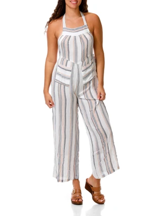 Thumbnail 1: AMUSE SOCIETY Juniors Stripe Jumpsuit 