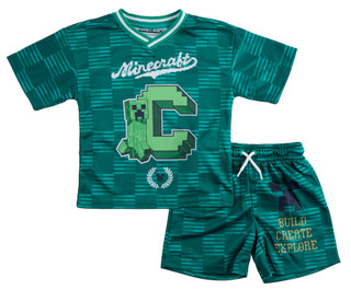 Thumbnail 1: Minecraft Little Boys 2 Pc Creepers Soccer Jersey Set 