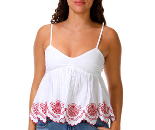 Thumbnail 1: JAPNA Juniors Embroidered Babydoll Tank Top 