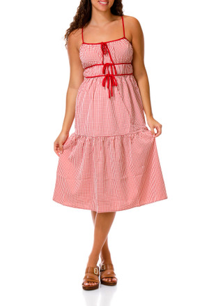Thumbnail 1: MONTEAU Juniors Gingham Bow Front Maxi Dress 