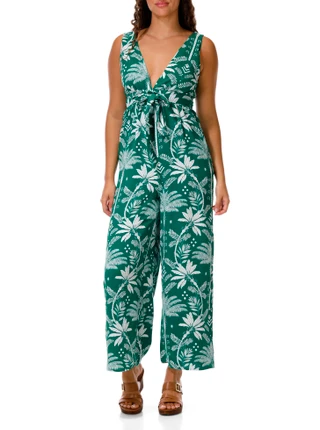 Thumbnail 1: INSPIRED HEARTS Juniors Tropical Halter Jumpsuit 