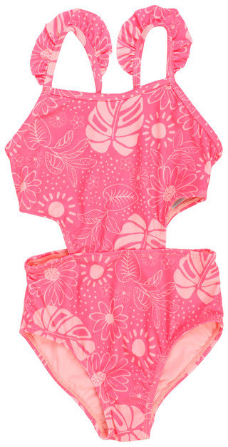 Thumbnail 2: Breaking Waves Big Girls Floral One Piece Swimsuit 