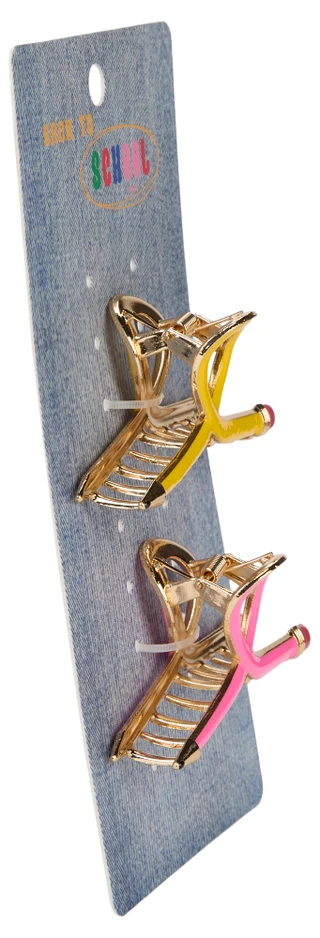 Thumbnail 2: 2 Pk Back-to-School Twisted Pencil Claw Clips 