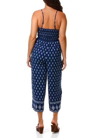 Thumbnail 4: INSPIRED HEARTS Juniors Sleeveless Border Print Jumpsuit 