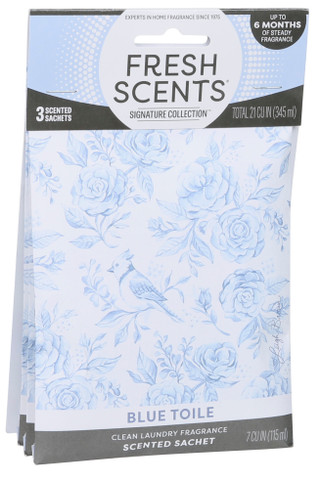 Thumbnail 1: FRESH SCENTS 3 Pk Blue Toile Scent Sachets 