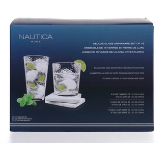 Thumbnail 4: Nautica 16 Pc Deluxe Glass Drinkware Set 