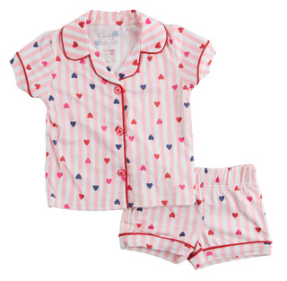 Thumbnail 1: Jessica Simpson Toddler Girls 2 Pc Striped Heart Pajama Shorts Set 