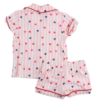 Thumbnail 2: Jessica Simpson Toddler Girls 2 Pc Striped Heart Pajama Shorts Set 