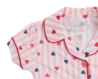 Thumbnail 3: Jessica Simpson Toddler Girls 2 Pc Striped Heart Pajama Shorts Set 