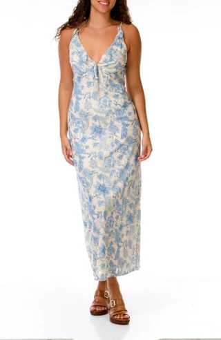 Thumbnail 1: Pink Rose Juniors Sleeveless Floral Ruffle Maxi Dress 