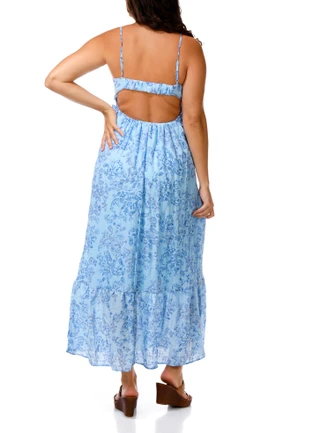 Thumbnail 4: Pink Rose Juniors Sleeveless Tiered Floral Maxi Dress 